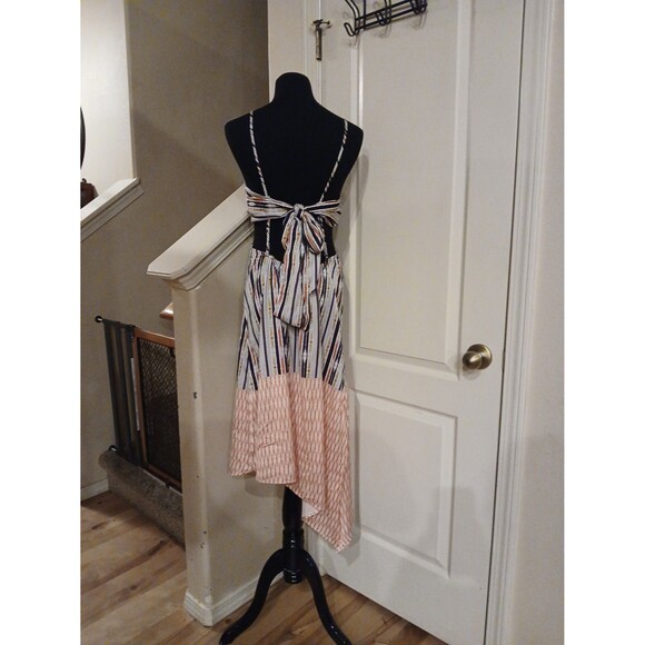 By Anthropologie Bare Cutout Bandeau Maxi Dress Geometric Stripes Coastal Hippie - Picture 5 of 12